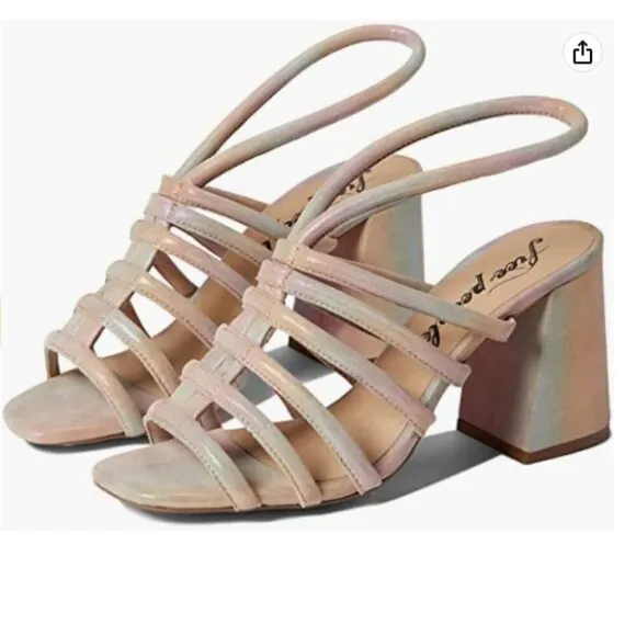 Free People Colette Block Heel Cage Slingback Sandals Size 36.5/6.5