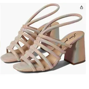 Free People Colette Block Heel Cage Slingback Sandals Size 36.5/6.5