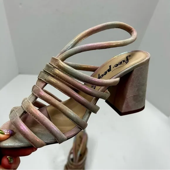 Free People Colette Block Heel Cage Slingback Sandals Size 36.5/6.5