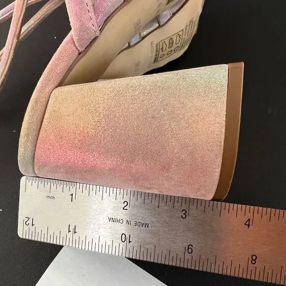 Free People Colette Cinched Iridescent Rainbow Heeled Sandals Womens Sz 36.5 EU