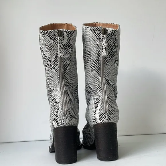 Free People  Elle Block Heel Boot Snakeskin Leather EU38 US