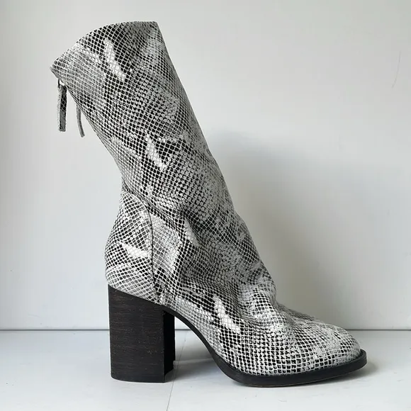 Free People  Elle Block Heel Boot Snakeskin Leather EU38 US