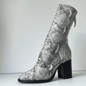 Free People  Elle Block Heel Boot Snakeskin Leather EU38 US