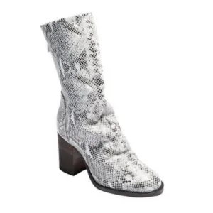 FREE PEOPLE Elle Block Heel Snake-Print Slouch Boots Size 39EU/9US