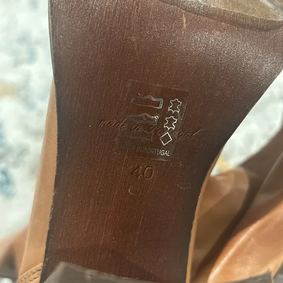 Free People Elle Womens Block Heel Boots in cognac size 40