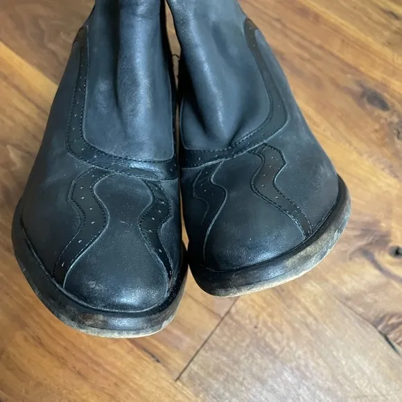 Free People Leather Western Distressed Block Heel Cowgirl Ankle Boots