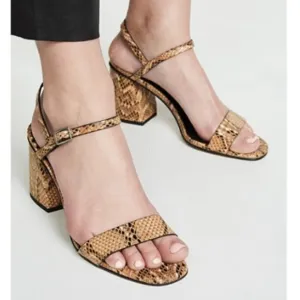 Free People Liv Block Heel Sandals in Taupe Snake sz 9