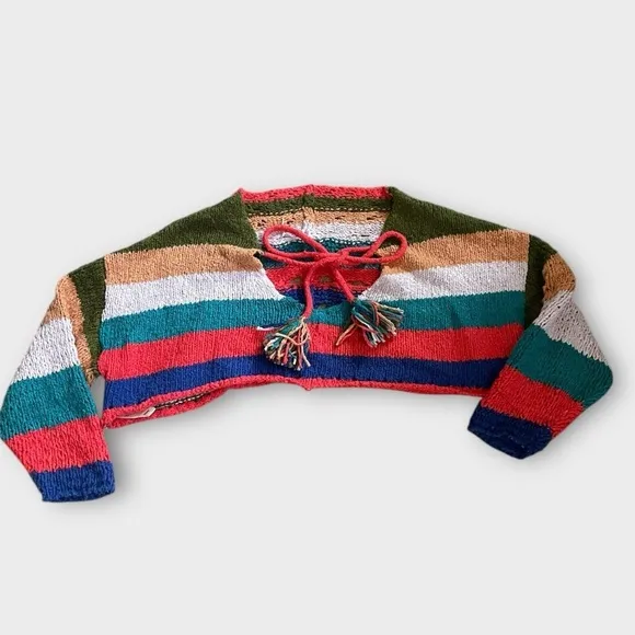 Free People Long Sleeve Color-block Cropped Sweater NWOT
