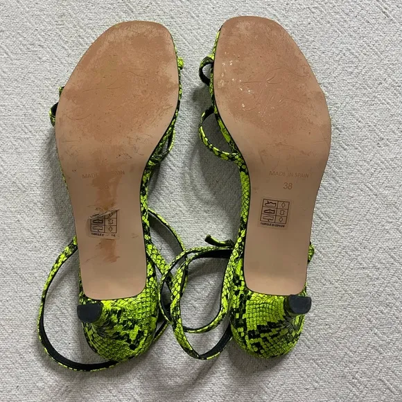 Free People Neon Snakeskin Salina Heeled Sandals 8