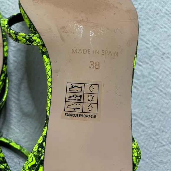 Free People Neon Snakeskin Salina Heeled Sandals 8