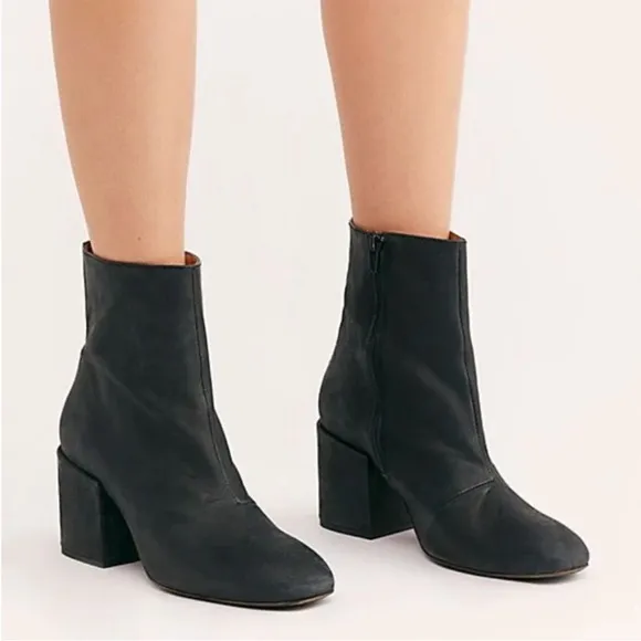 Free People Nicola Leather Block Heel Boots size 40