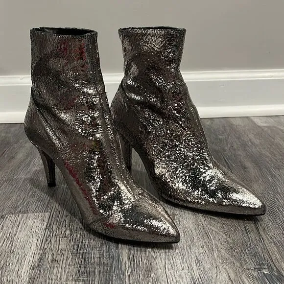 Free People NWOB Leather Lexi Heel metallic bootie - 37 (7-7.5)