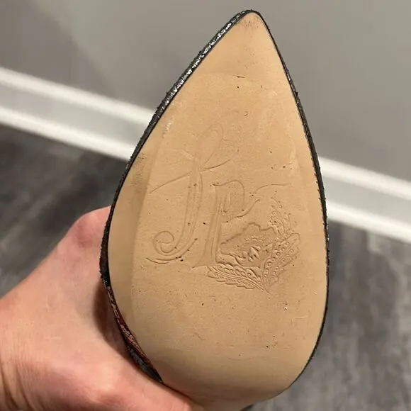 Free People NWOB Leather Lexi Heel metallic bootie - 37 (7-7.5)