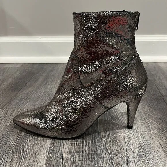 Free People NWOB Leather Lexi Heel metallic bootie - 37 (7-7.5)