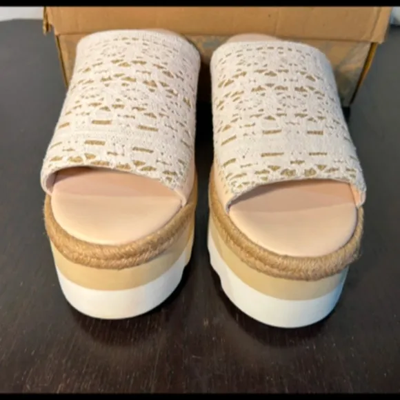 Free People Santorini Espadrille Crochet Platform Sandal Shoes Plaster Size 9.5