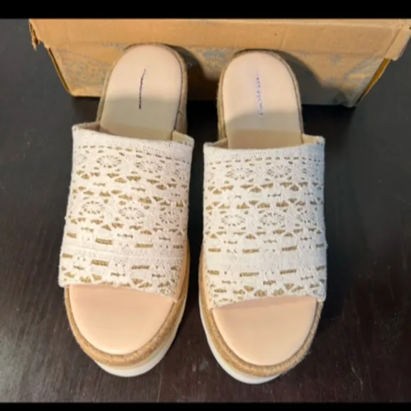 Free People Santorini Espadrille Crochet Platform Sandal Shoes Plaster Size 9.5