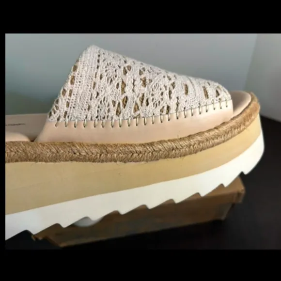 Free People Santorini Espadrille Crochet Platform Sandal Shoes Plaster Size 9.5