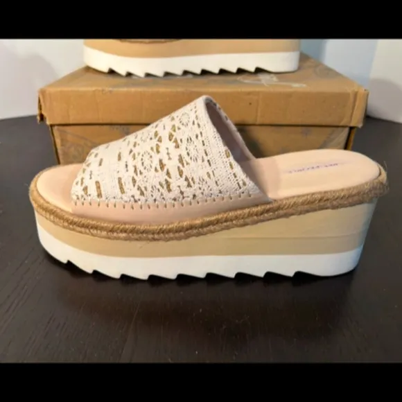 Free People Santorini Espadrille Crochet Platform Sandal Shoes Plaster Size 9.5
