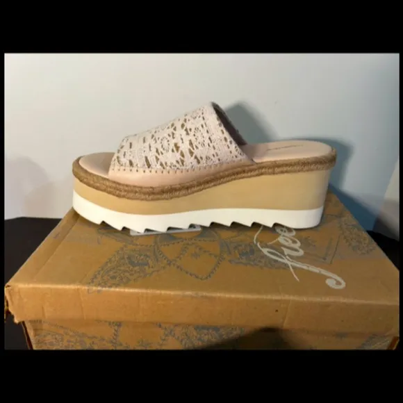 Free People Santorini Espadrille Crochet Platform Sandal Shoes Plaster Size 9.5