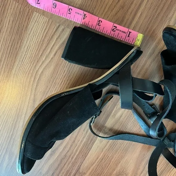 Free People See Ya There Heel Suede Sandals Size 40 Black Fall Block