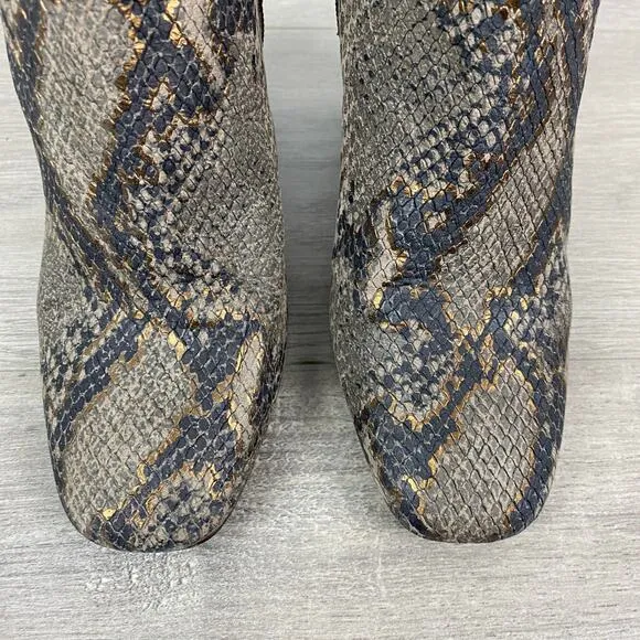 Free People Snakeskin Embossed Leather Nolita Block Heel Boots Sz.38(US 7.5)