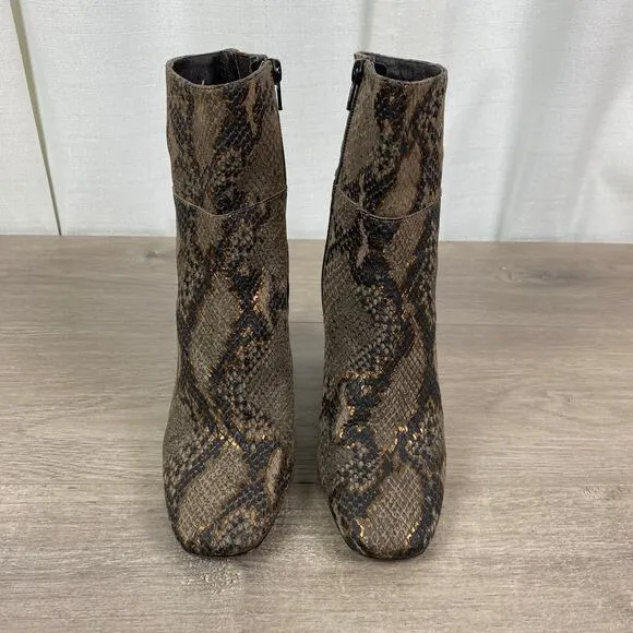 Free People Snakeskin Embossed Leather Nolita Block Heel Boots Sz.38(US 7.5)