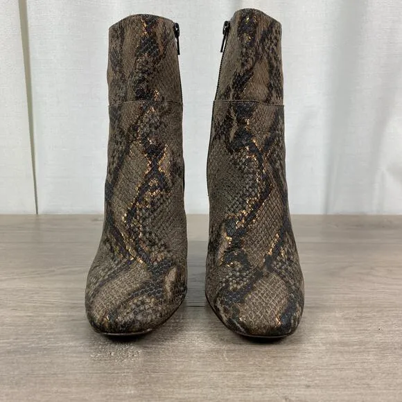 Free People Snakeskin Embossed Leather Nolita Block Heel Boots Sz.38(US 7.5)