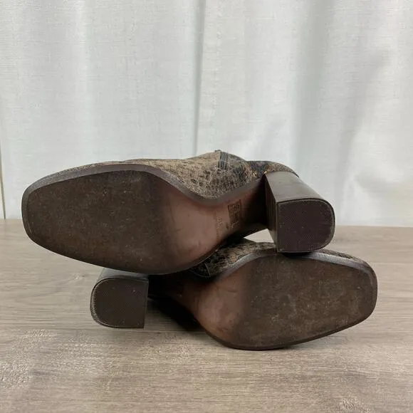 Free People Snakeskin Embossed Leather Nolita Block Heel Boots Sz.38(US 7.5)