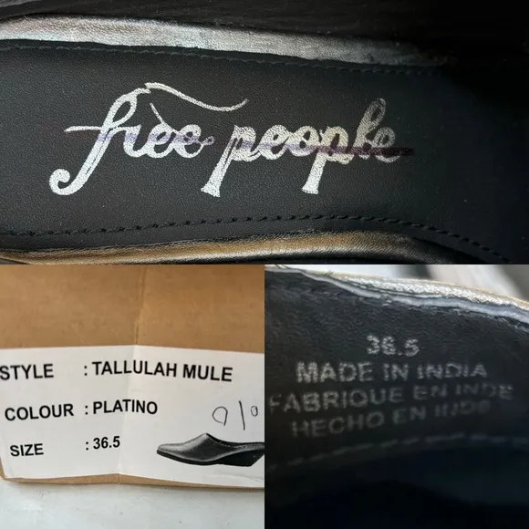 FREE PEOPLE Tallulah Womens Mules in Silver Size EU36.5/US6