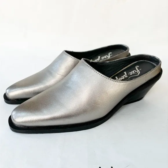 FREE PEOPLE Tallulah Womens Mules in Silver Size EU36.5/US6