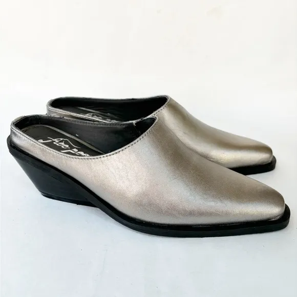 FREE PEOPLE Tallulah Womens Mules in Silver Size EU36.5/US6