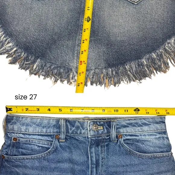 Free People We The Free Bailey Blue Denim Mini Skirt Sz 27 High Rise