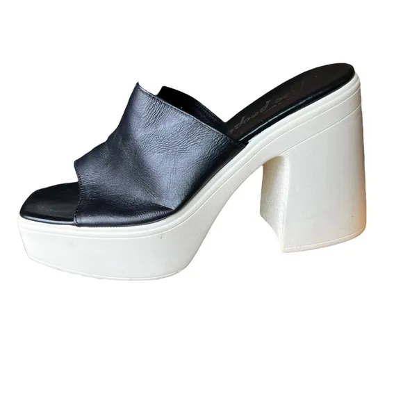 Free People Womens US 8 EU 38 Zoe Black Heeled Platform Slide Sandals Shoes