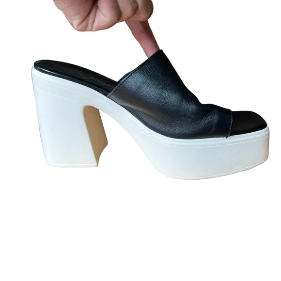Free People Womens US 8 EU 38 Zoe Black Heeled Platform Slide Sandals Shoes