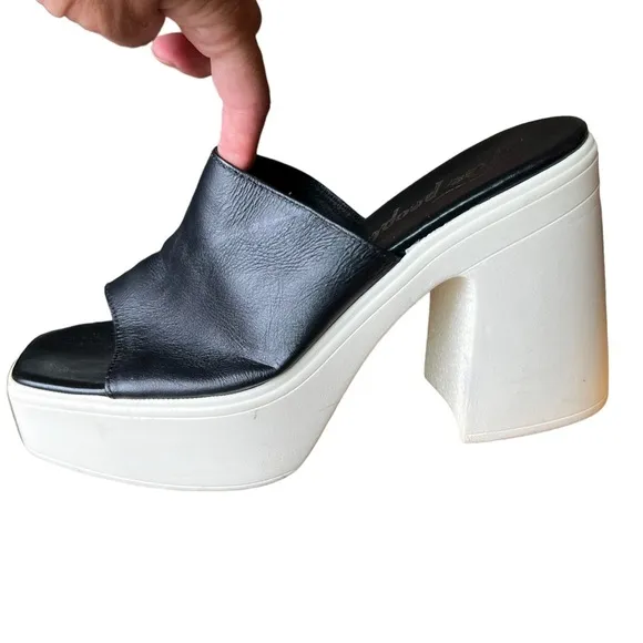 Free People Womens US 8 EU 38 Zoe Black Heeled Platform Slide Sandals Shoes