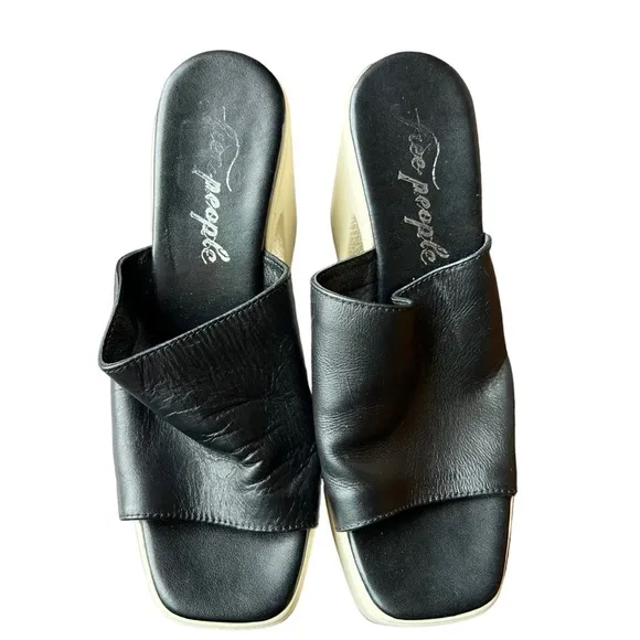 Free People Womens US 8 EU 38 Zoe Black Heeled Platform Slide Sandals Shoes