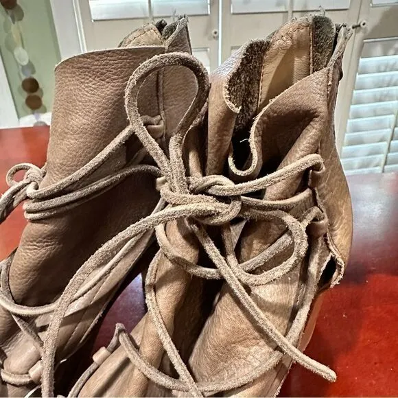 Free People X Baske Leather California Ariel Peep Toe Bootie Sandals Size 8.5