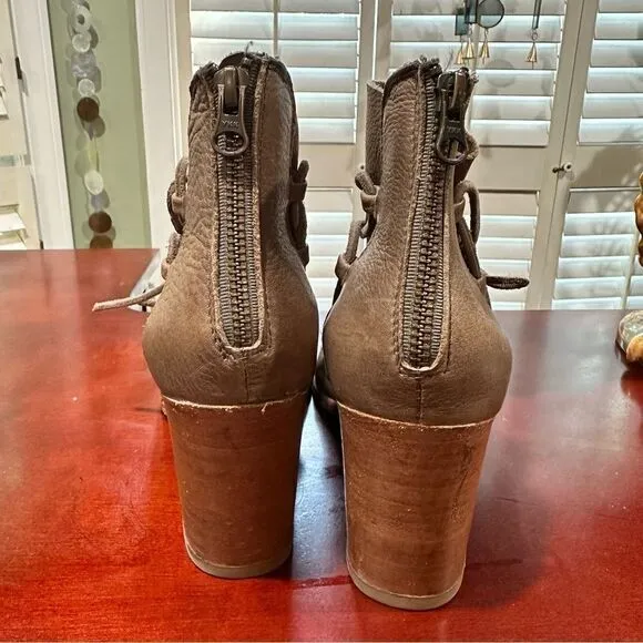 Free People X Baske Leather California Ariel Peep Toe Bootie Sandals Size 8.5