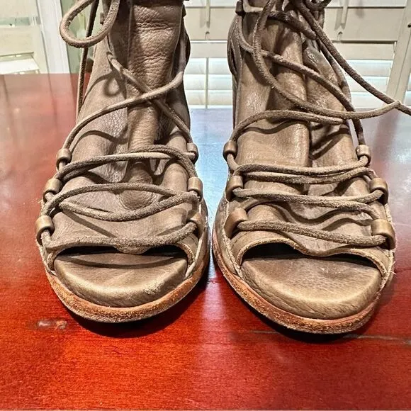 Free People X Baske Leather California Ariel Peep Toe Bootie Sandals Size 8.5