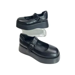 Free People x Jeffrey Campbell Black Mary Jane Platform Shoes Sz 8.5 Ichika New