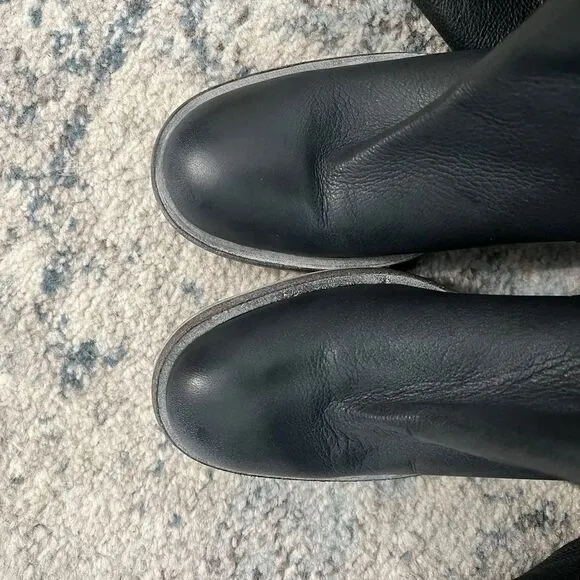 Free People Essential Knee High Boot Navy Blue Leather Size 36.5 / US 6