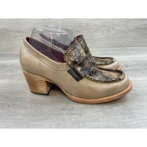 Freebird by Steven Chevelle Women's 8 Brown Snakeskin Leather Heel Loafer Shoes