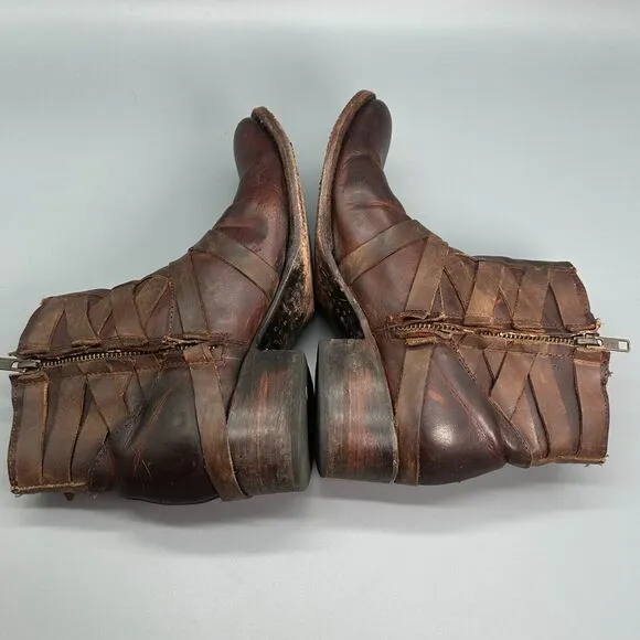 Freebird by Steven FB Sammi Womens 8 Brown Bootie Leather Side Zipper Block Heel