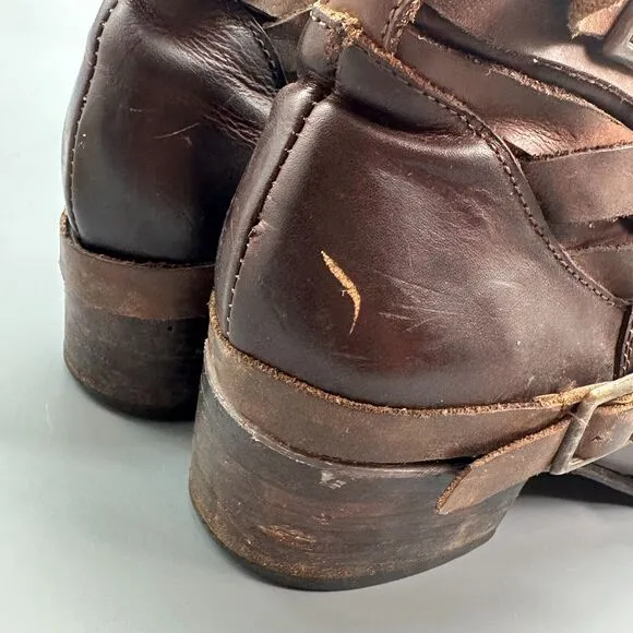 Freebird by Steven FB Sammi Womens 8 Brown Bootie Leather Side Zipper Block Heel