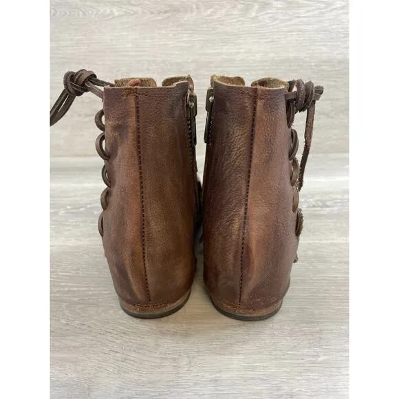 Freebird by Steven Limerick Women's 8 Brown Leather Side Zip Biker Ankle Bootie