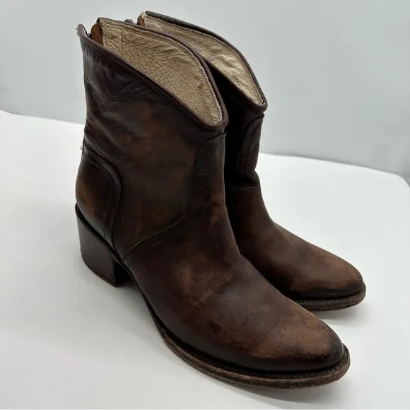 Freebird By Steven Womens 10 Peak Boots Zipper Moto Block Heel Western Y2K Biker