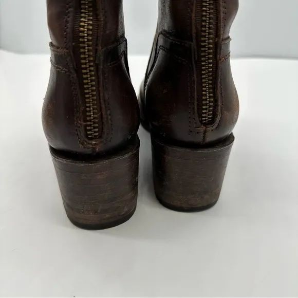 Freebird By Steven Womens 10 Peak Boots Zipper Moto Block Heel Western Y2K Biker