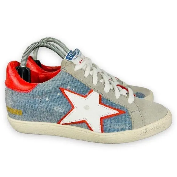 Freebird by Steven 927 Wedge Sneaker Blue / Red / White Women's 6
