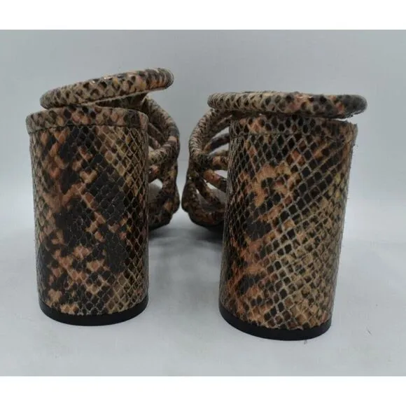 Free People US 7.5 EU 38 Colette Cinched Heel Python Animal Print Heels Shoes