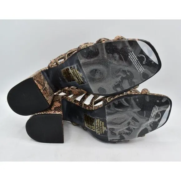 Free People US 7.5 EU 38 Colette Cinched Heel Python Animal Print Heels Shoes